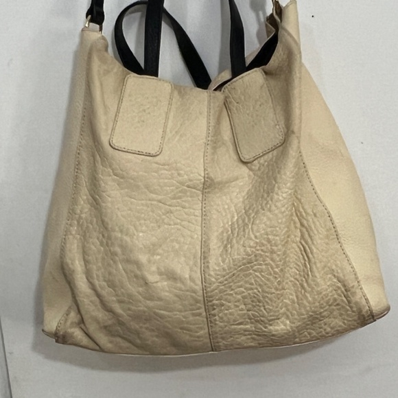 Vince Camuto Tania Convertible Pebble Leather Tote Bag Cream White Large - Picture 8 of 14